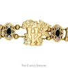 8 Inch UK Wildcat Logo Slide Bracelet with Diamond And Sapphire Accents in 14k Yellow Gold - Thumbnail 2