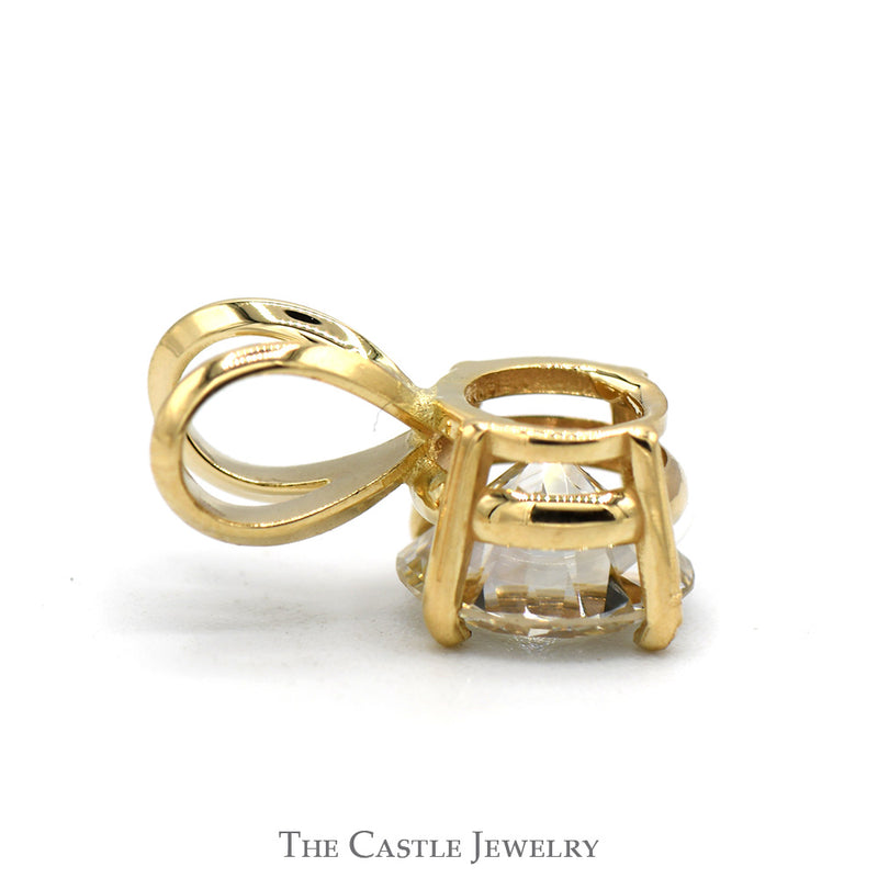1.13ct Round Brilliant Cut Diamond Solitaire in 14k Yellow Gold Basket Mounting with Split Bail