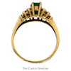 Vintage Style Oval Cut Emerald Ring with Channel Set Diamond Accents in 10k Yellow Gold - Thumbnail 2