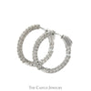 1cttw Lab Grown Diamond In & Out Hollywood Hoop Earrings in 14k White Gold - Thumbnail 2