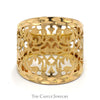 Open Filigree Designed Wide Tapered Dome Band in 14k Yellow Gold - Thumbnail 1