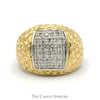 Men's Rectangular Diamond Cluster Ring in 14k Yellow Gold Nugget Designed Mounting - Thumbnail 1