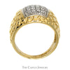 Men's Rectangular Diamond Cluster Ring in 14k Yellow Gold Nugget Designed Mounting - Thumbnail 2