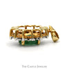 Oval Emerald Pendant with Illusion Set Diamond Halo in 10k Yellow Gold - Thumbnail 3