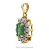 Oval Emerald Pendant with Illusion Set Diamond Halo in 10k Yellow Gold - Thumbnail 2