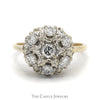 1cttw 7 Round Diamond Cluster Ring with Starburst Design in 14k Yellow Gold - Thumbnail 1