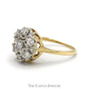 1cttw 7 Round Diamond Cluster Ring with Starburst Design in 14k Yellow Gold - Thumbnail 3