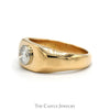 Men's Bezel Set Round Diamond Solitaire Ring in Polished 14k Yellow Gold - Thumbnail 3