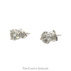 1cttw Round Brilliant Cut Diamond Stud Earrings in 10k White Gold - Thumbnail 2