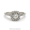Round Diamond Engagement Ring with Diamond Halo and Accented Sides in 10k White Gold - Thumbnail 1