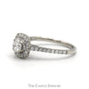Round Diamond Engagement Ring with Diamond Halo and Accented Sides in 10k White Gold - Thumbnail 3