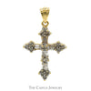 Diamond Cross Pendant With Baguette Cut and Round Cut Diamonds .38 CTTW In 14KT Yellow Gold - Thumbnail 1