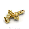 Diamond Cross Pendant With Baguette Cut and Round Cut Diamonds .38 CTTW In 14KT Yellow Gold - Thumbnail 2