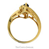 Marquise Cut Sapphire Ring with Diamond Accents in 10k Yellow Gold - Thumbnail 2