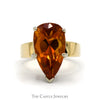 Pear Cut Citrine Ring with Polished Sides in 14k Yellow Gold - Thumbnail 1