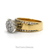 3/4cttw 7 Diamond Cluster Ring with Channel Set Diamond Accents in 14k Yellow Gold - Thumbnail 3