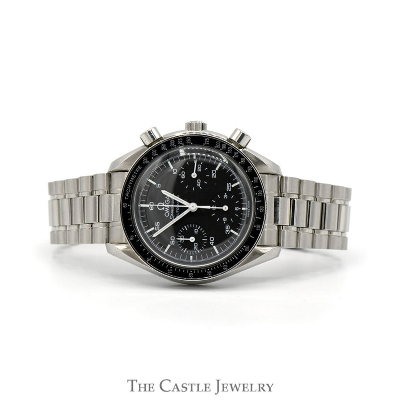 Omega Speedmaster 3510.50 Luxury Watch with Black Dial and Black Bezel in Stainless Steel Bracelet