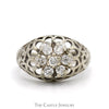 1/2cttw 7 Diamond Kentucky Cluster Ring with Open Filigree Sides in 10k White Gold - Thumbnail 1