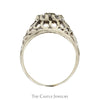 1/2cttw 7 Diamond Kentucky Cluster Ring with Open Filigree Sides in 10k White Gold - Thumbnail 2