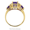 Emerald Cut Amethyst Ring with Trillion Cut Sides & Diamond Accents in 14k Yellow Gold - Thumbnail 2