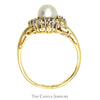 Dainty Pearl Ring with Crossover Diamond Accent in 10K Gold - Thumbnail 2