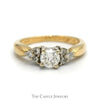1.02cttw Round Diamond Engagement Ring with Triple Diamond Accented Sides in 14k Yellow Gold - Thumbnail 1