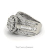 2cttw Oval Cluster Ring with Multiple Rows of Baguette & Round Diamond Accents - Thumbnail 3