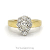 1cttw Pear Cut Diamond Ring with Diamond Halo in 14k Yellow Gold Cathedral Mounting - Thumbnail 1