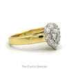 1cttw Pear Cut Diamond Ring with Diamond Halo in 14k Yellow Gold Cathedral Mounting - Thumbnail 3