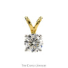 1ct Lab Grown Diamond Solitaire Pendant in 14k Yellow Gold 4 Prong Mounting - Thumbnail 1