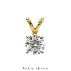 1ct Lab Grown Diamond Solitaire Pendant in 14k Yellow Gold 4 Prong Mounting
