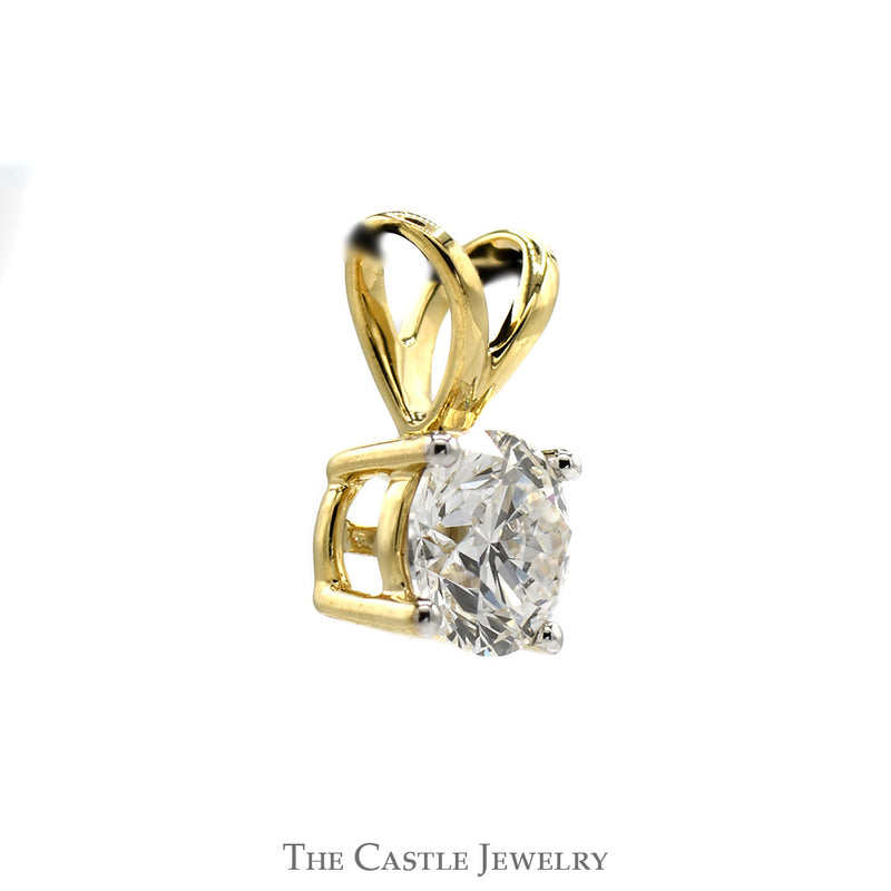 1ct Lab Grown Diamond Solitaire Pendant in 14k Yellow Gold 4 Prong Mounting