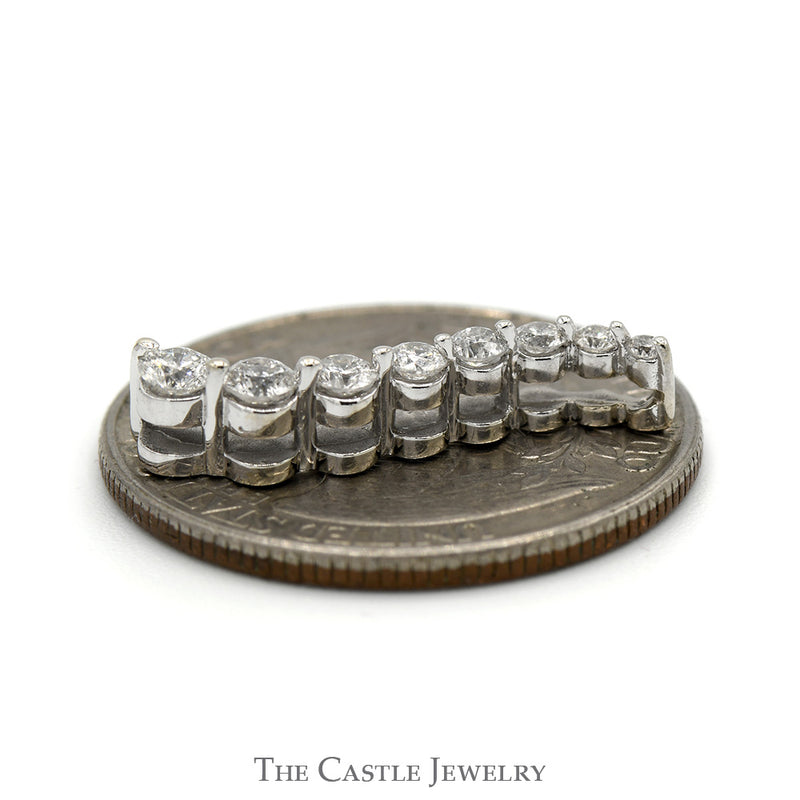 Round Brilliant Cut Diamond Journey Pendant in 14k White Gold