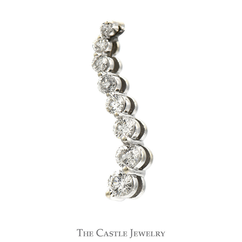 Round Brilliant Cut Diamond Journey Pendant in 14k White Gold