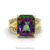Emerald Cut Mystic Topaz Ring with Diamond Accented Sides in 10k Yellow Gold - Thumbnail 1
