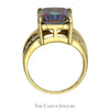 Emerald Cut Mystic Topaz Ring with Diamond Accented Sides in 10k Yellow Gold - Thumbnail 2
