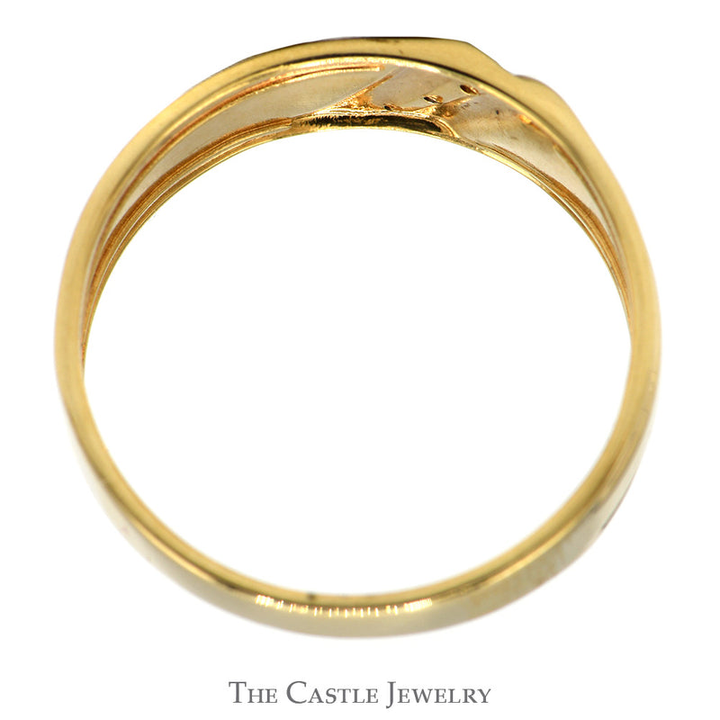 Gent's Diamond Wedding Band With Cross Design .01 CTTW 10KT Yellow And White Gold