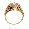 1cttw Oval Shaped 11 Diamond Kentucky Cluster Ring with Open Filigree Sides in 10k Yellow Gold - Thumbnail 2