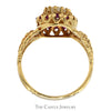 Oval Opal Ring with Ruby Halo in Open Leaf Designed 10k Yellow Gold Setting - Thumbnail 2