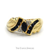Marquise Cut Sapphire Ring with Diamond Cluster and Sapphire Accents in 10k Yellow Gold - Thumbnail 1