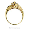 Marquise Cut Sapphire Ring with Diamond Cluster and Sapphire Accents in 10k Yellow Gold - Thumbnail 2