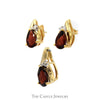 Pear Cut Garnet Pendant and Earring Set with Diamond Accents in 14k Yellow Gold - Thumbnail 2