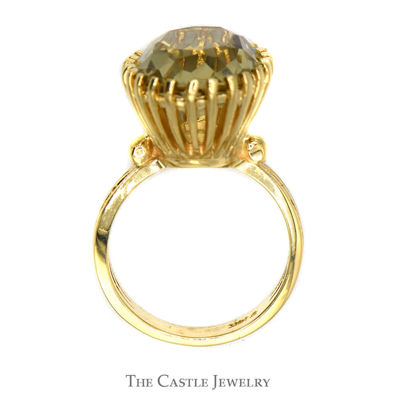 Oval Green Spinel Ring with Double Split Shank Sides in 14k Yellow Gold