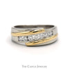 1/2cttw Channel Set 7 Diamond Men's Diagonal Bypass Wedding Band in 14k Two Tone Gold - Thumbnail 1