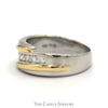 1/2cttw Channel Set 7 Diamond Men's Diagonal Bypass Wedding Band in 14k Two Tone Gold - Thumbnail 3