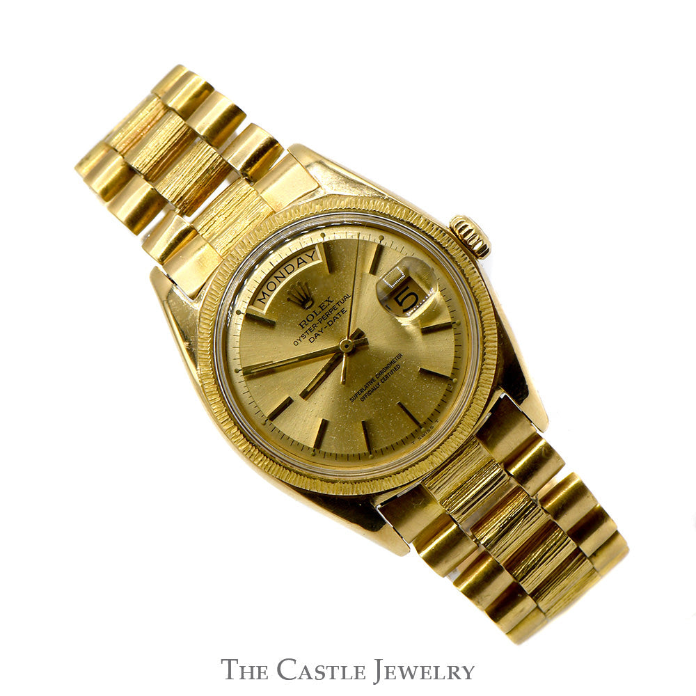 Vintage Rolex Presidential Day-Date 1807 in 18k Yellow Gold Bracelet & Brushed Bezel - Original Papers