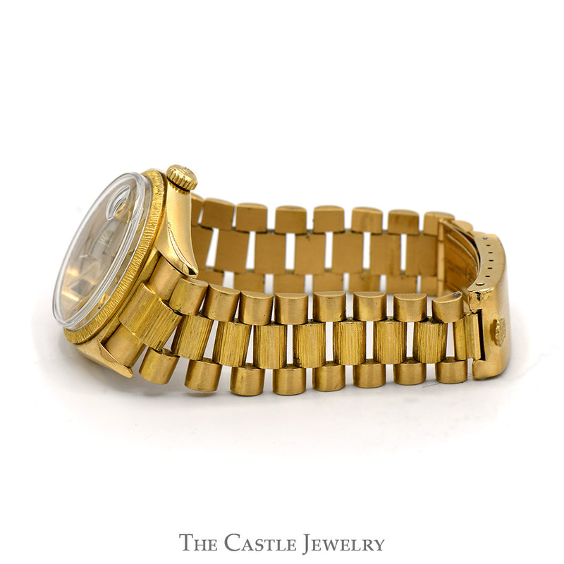 Vintage Rolex Presidential Day-Date 1807 in 18k Yellow Gold Bracelet & Brushed Bezel - Original Papers