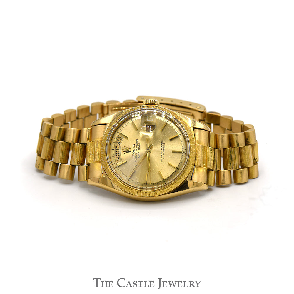 Vintage Rolex Presidential Day-Date 1807 in 18k Yellow Gold Bracelet & Brushed Bezel - Original Papers