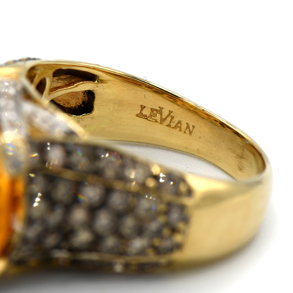 Le Vian 10ct Oval Citrine Ring with Chocolate Diamond Cluster