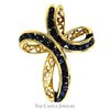 Freeform Channel-Set Sapphire Cross In 14KT Yellow Gold - Thumbnail 1